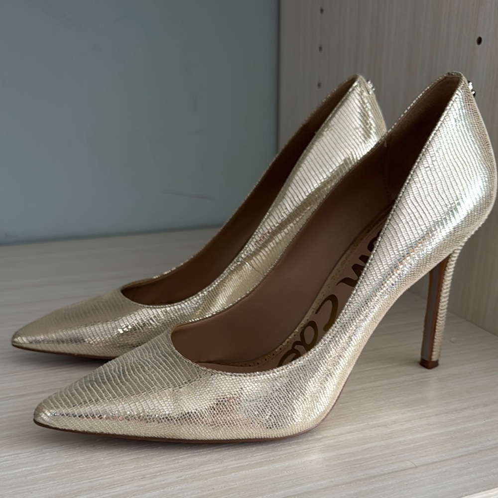 Sam Edelman Gold Stiletto Heels HAZEL EUC
